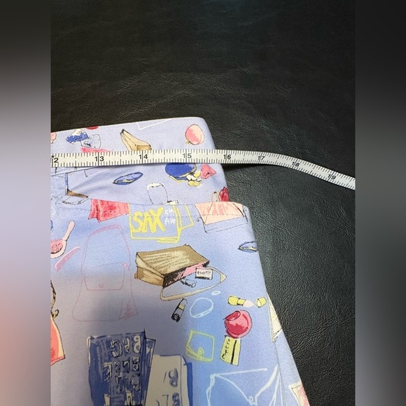 Southern Lady Blue Ankle Cropped Pants with Feminine Print size 12 - Picture 6 of 14